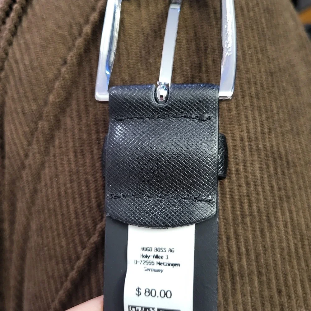 Hugo Boss Textured Black Leather Belt US 38